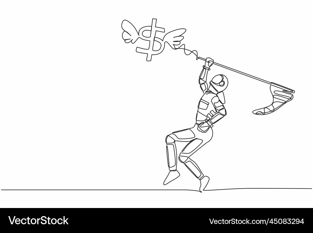 Single continuous line drawing astronaut try Single continuous line drawing astronaut try Vector Image