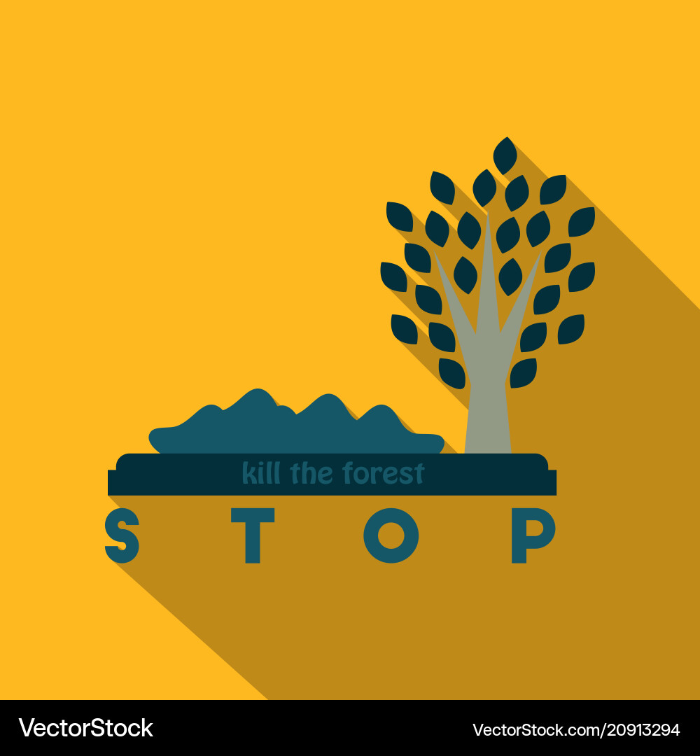Trash under the tree and text stop kill forest vector image