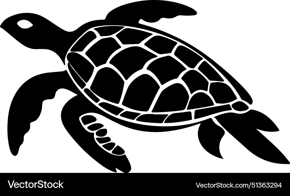 Turtle silhouette white background Royalty Free Vector Image