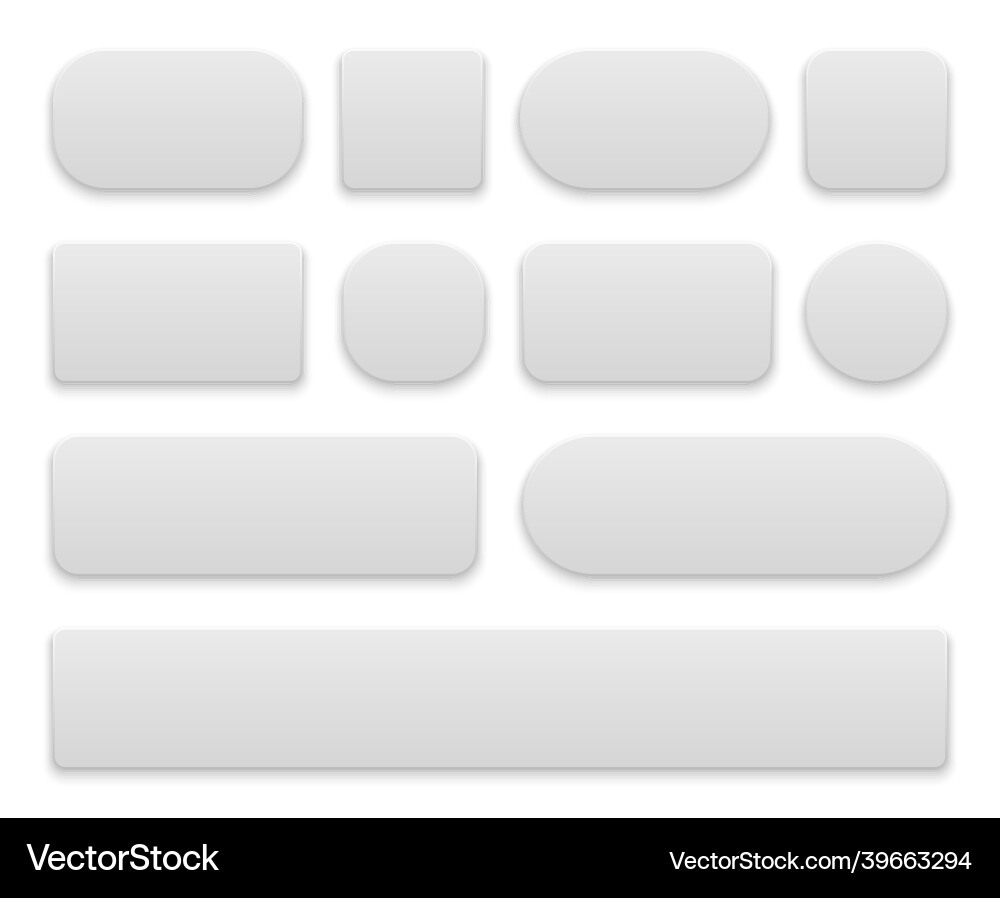 White Buttons - Rounded & Rectangular vector image