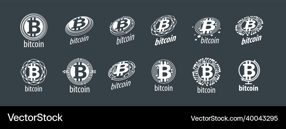 A set of logos with the image bitcoin Vector Image