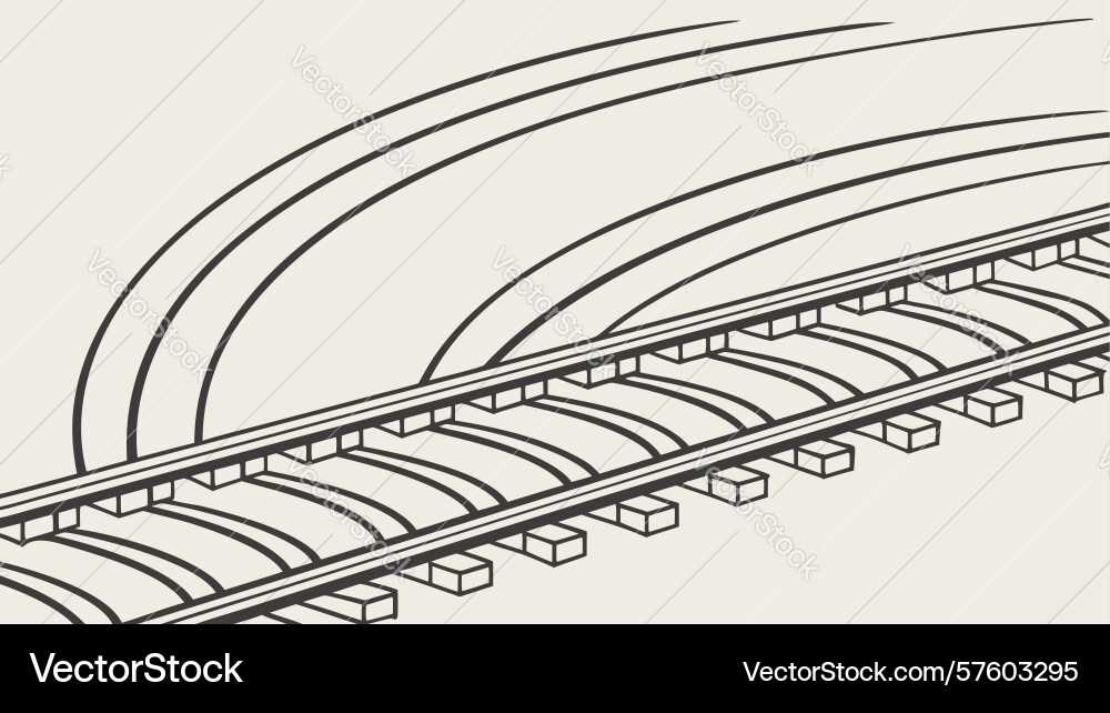 Abstract train tracks with dynamic perspective Vector Image