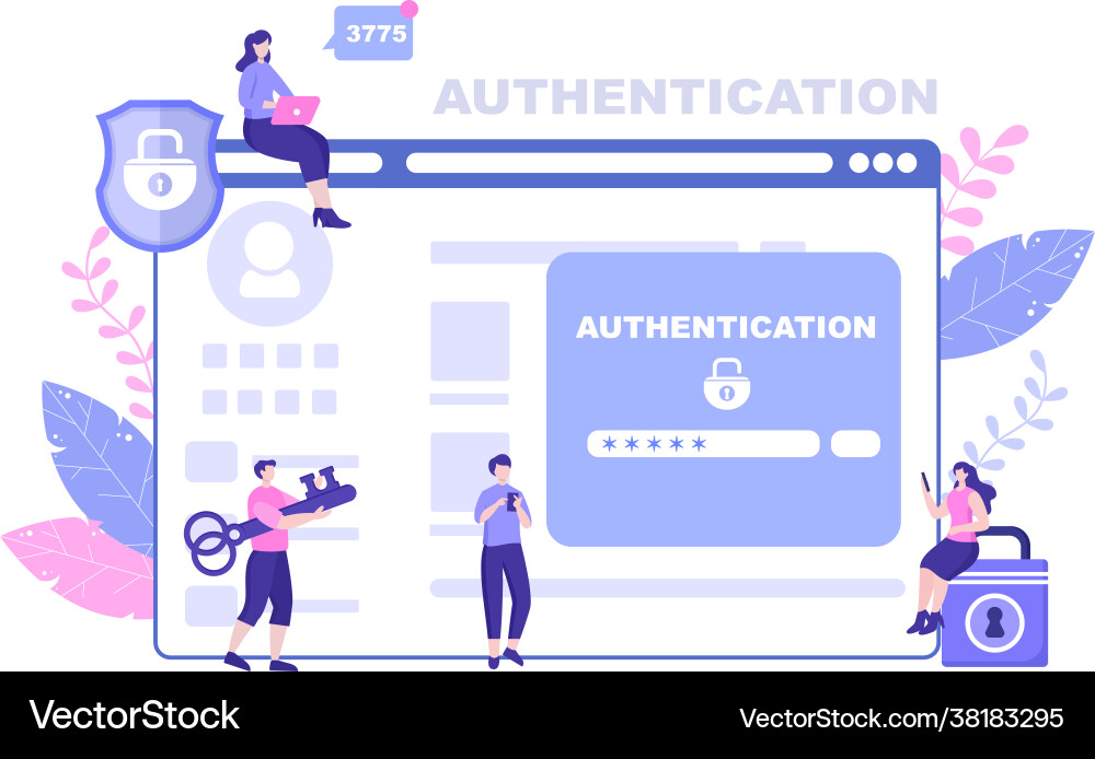Authentication security via phone or computer Authentication security via phone or computer Vector Image