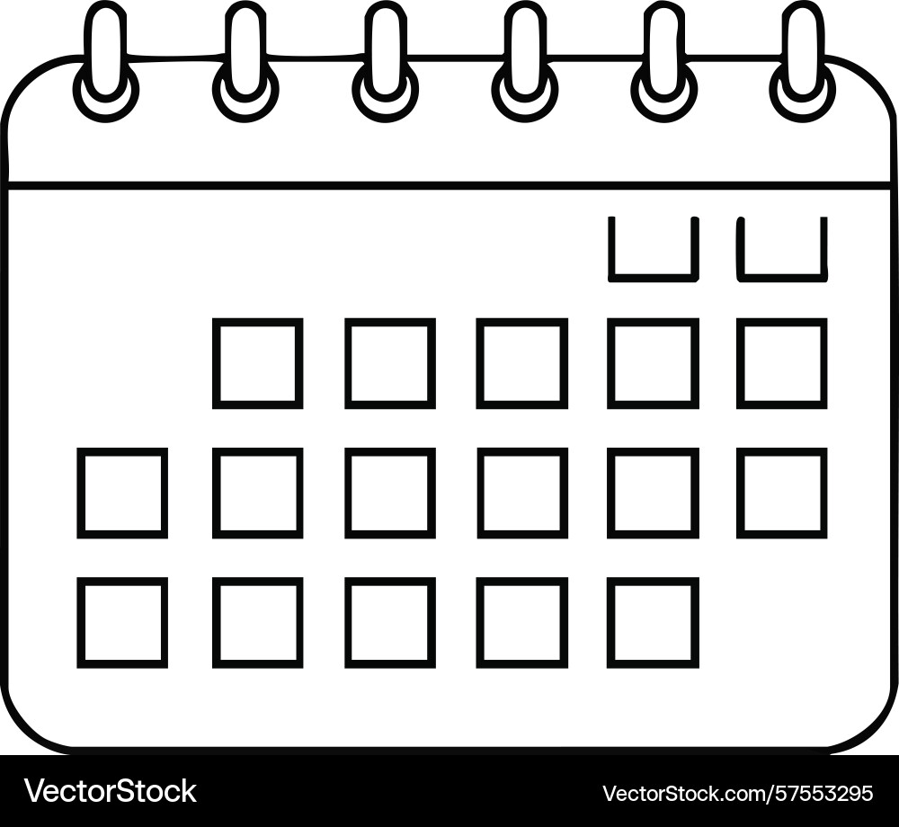 Calendar icon with spiral binding and date Vector Image