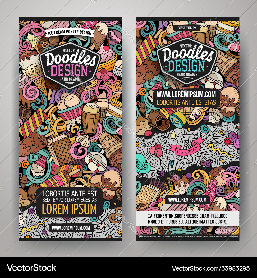 Cartoon doodle Set von Eis-Banner Vorlagen Cartoon doodle Set von Eis-Banner Vorlagen vektorbild