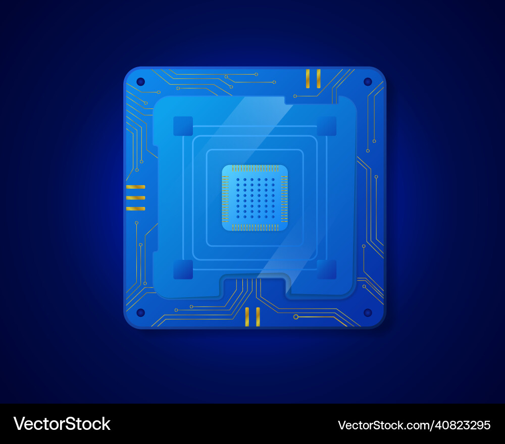 Computer cpu board without processor blue chip Computer cpu board without processor blue chip vector image
