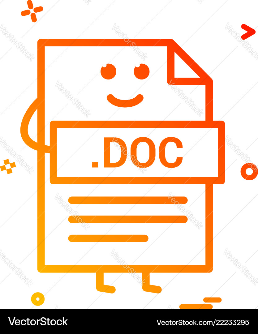 Computer doc document file format type icon design Computer doc document file format type icon design Vector Image