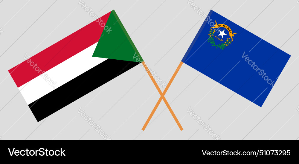 Crossed flags of the sudan and state Crossed flags of the sudan and state vector image