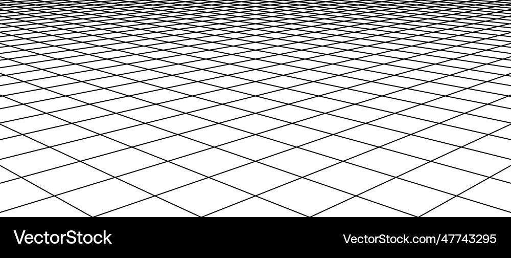 Diagonal wireframe grid checkered tile floor Diagonal wireframe grid checkered tile floor vector image