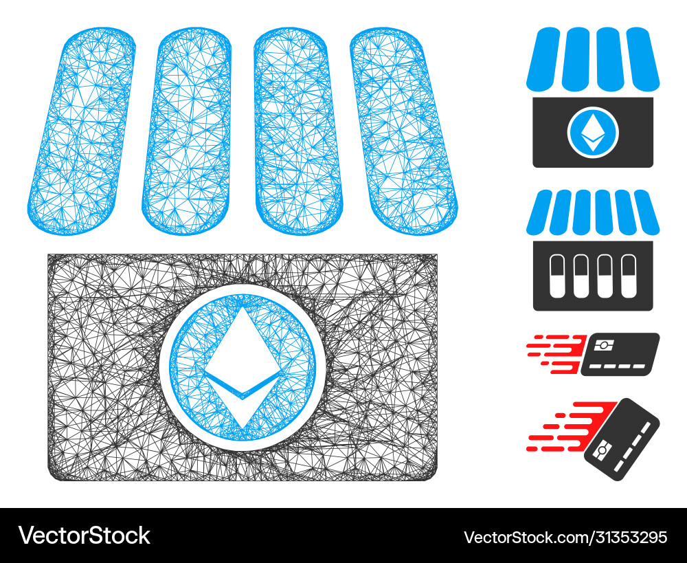 Ethereum shop web mesh Ethereum shop web mesh vector image