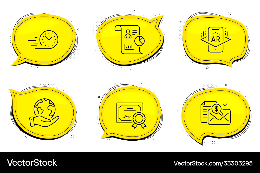 Fast delivery report and augmented reality icons Fast delivery report and augmented reality icons vector image
