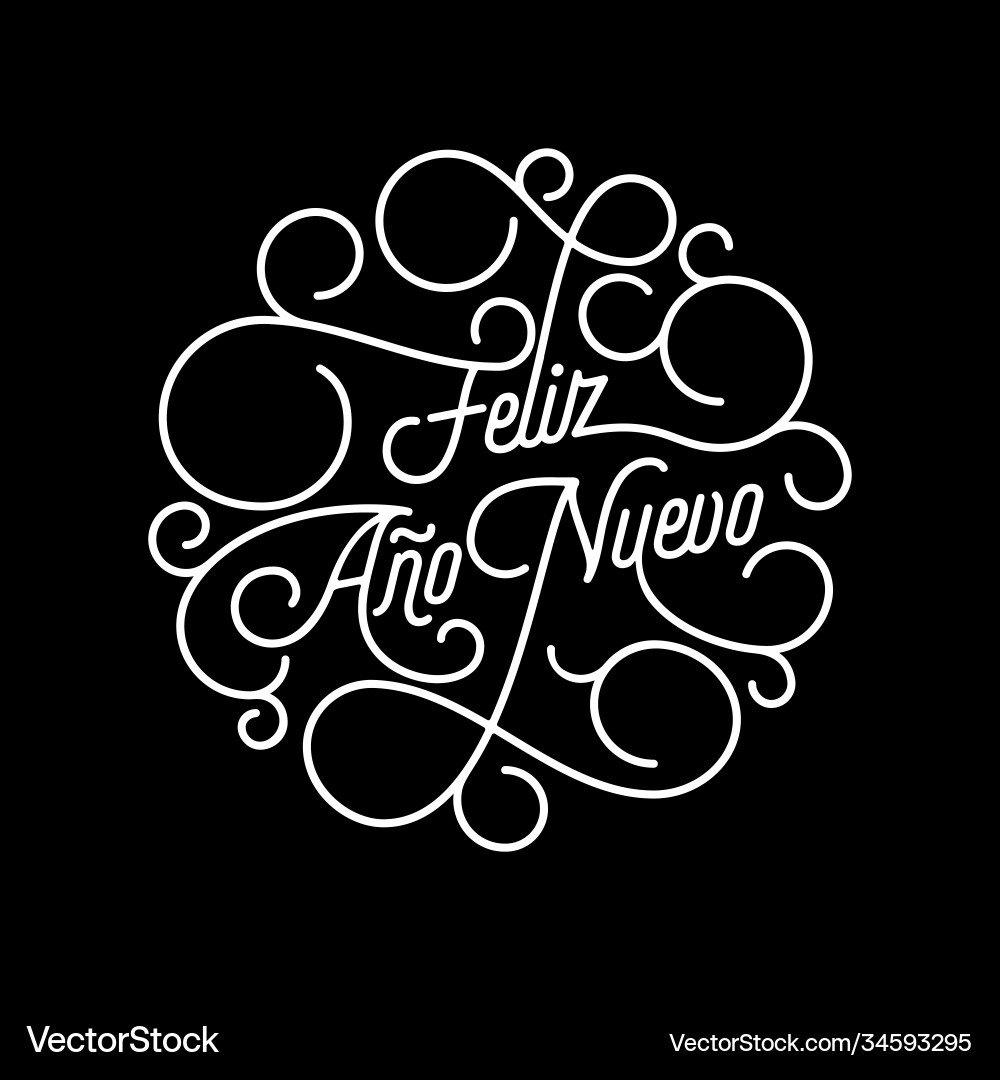 Feliz ano nuevo spanish happy new year flourish Feliz ano nuevo spanish happy new year flourish vector image