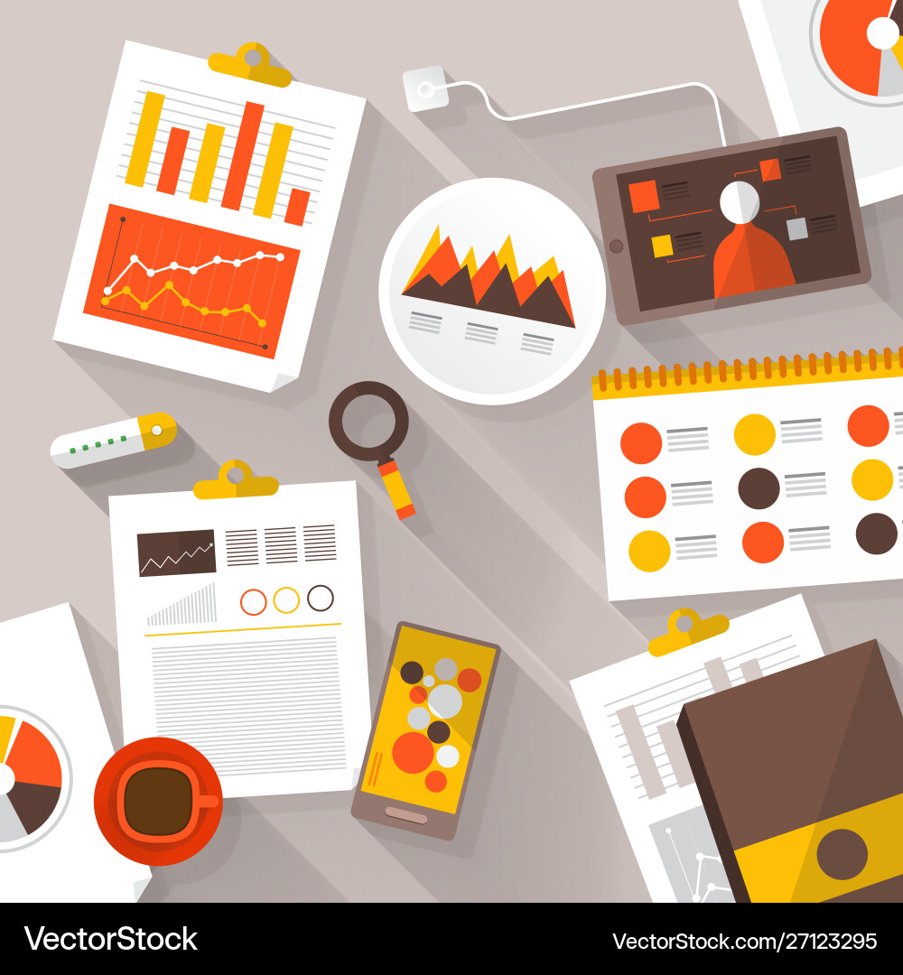 Flat web analytics information and development Flat web analytics information and development vector image