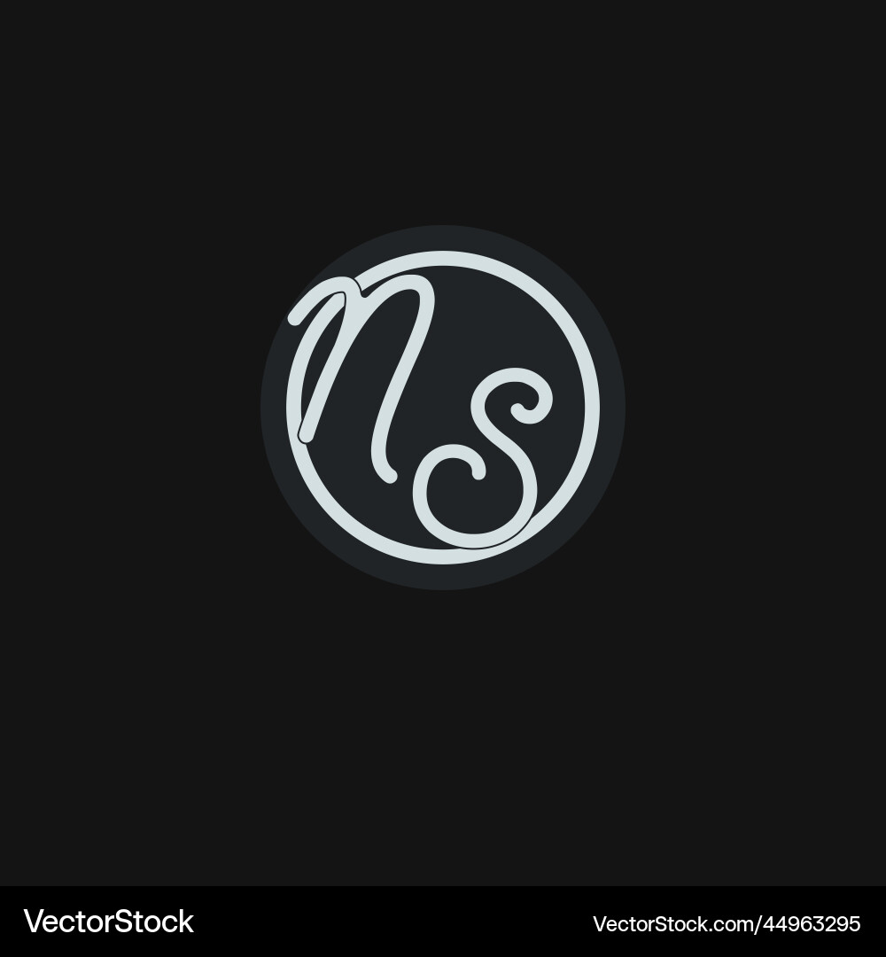 Initials ns logo monogram with simple circle line vector image