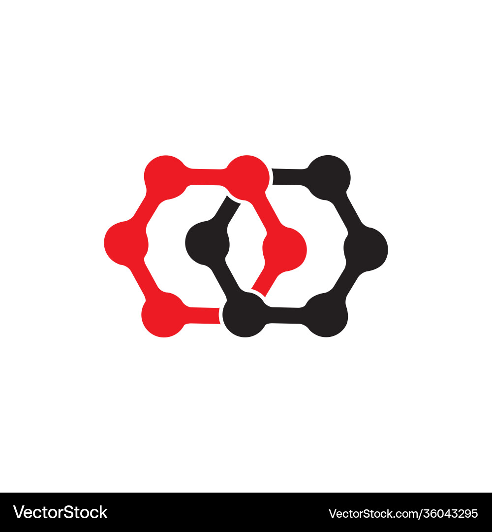 Linked hexagonal dots simple logo Vector Image