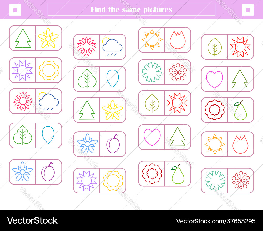 Logic game for children find and connect identic Logic game for children find and connect identic vector image