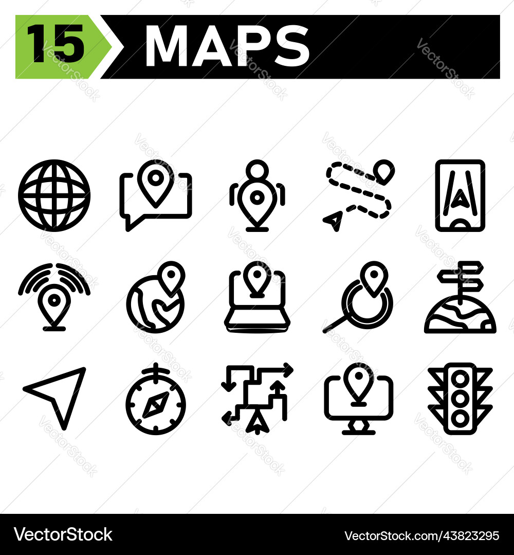 Maps and navigation icon include globe world vector image