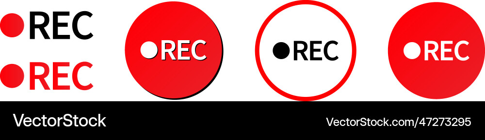 Rec icons of record buttons Rec icons of record buttons Vector Image