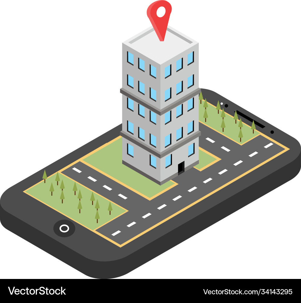 Red Pointer auf Smartphone Karte gps Navigation Red Pointer auf Smartphone Karte gps Navigation vektorbild