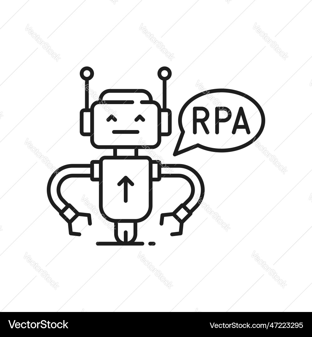 Rpa robotic process automation cyborg worker icon Rpa robotic process automation cyborg worker icon vector image