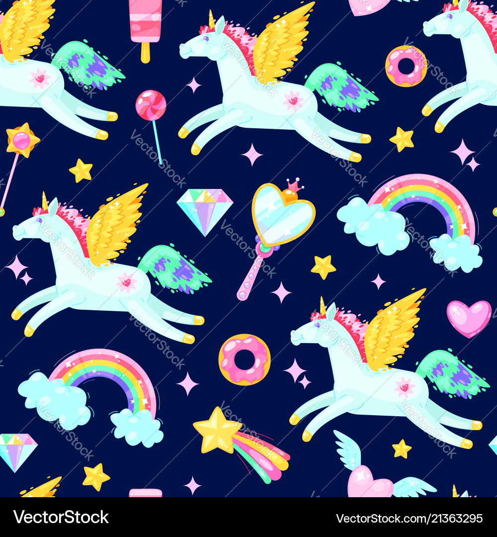 Seamless pattern with unicorns Seamless pattern with unicorns vector image
