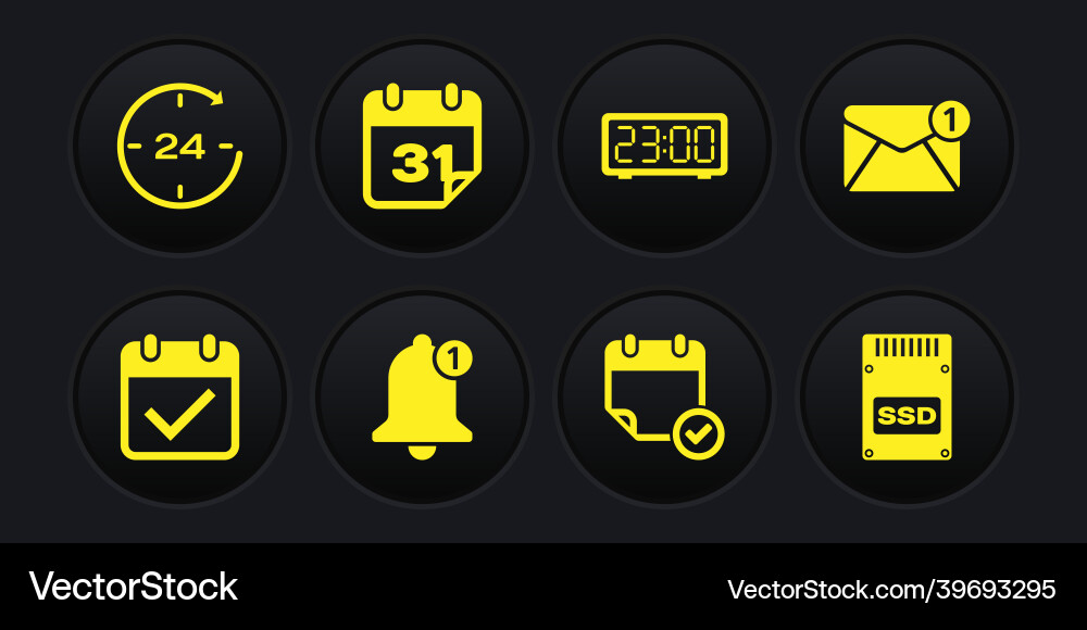 Set calendar with check mark new email incoming vector image