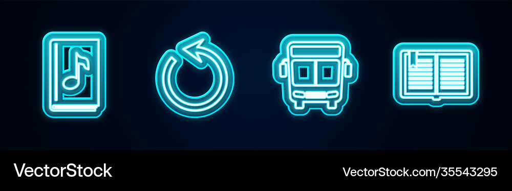 Set line audio book refresh bus and open Set line audio book refresh bus and open vector image