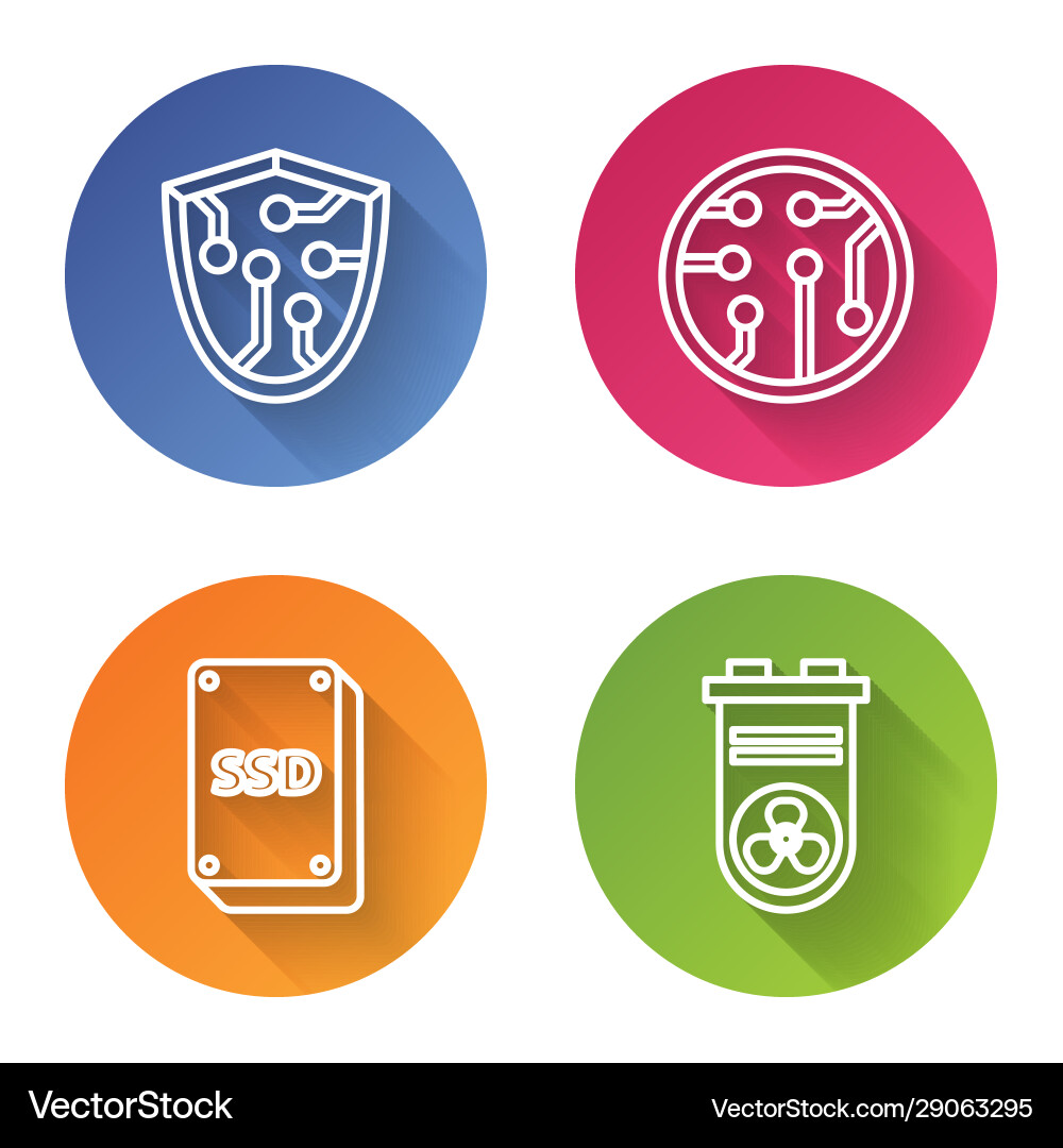 Set line cyber security processor ssd card Set line cyber security processor ssd card vector image
