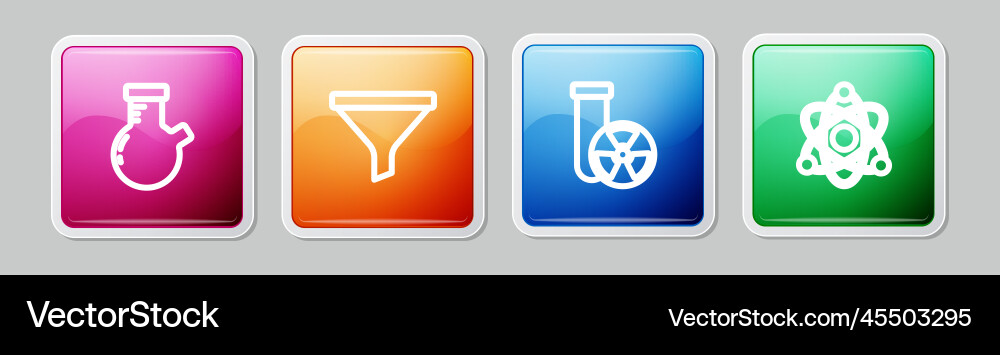 Set line test tube and flask funnel or filter Vector Image
