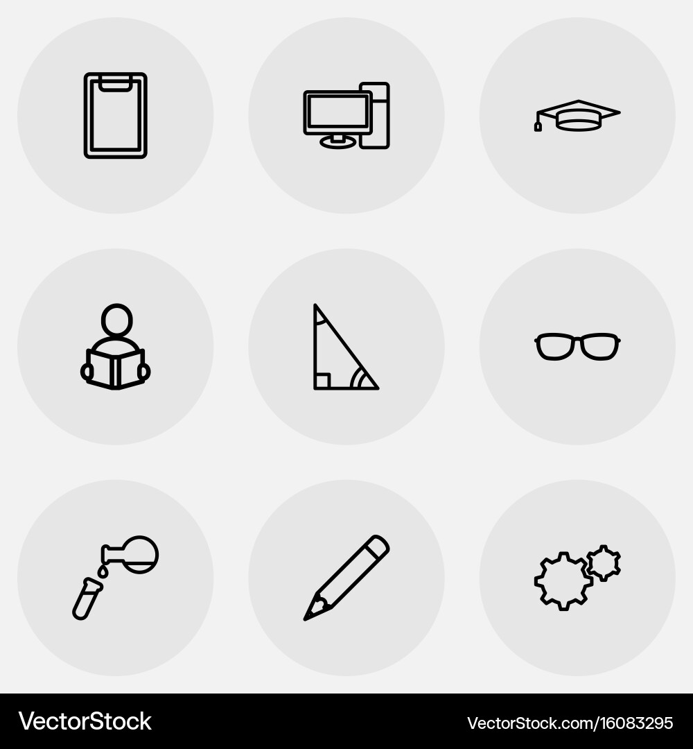 Set of 9 editable teach outline icons includes vector image