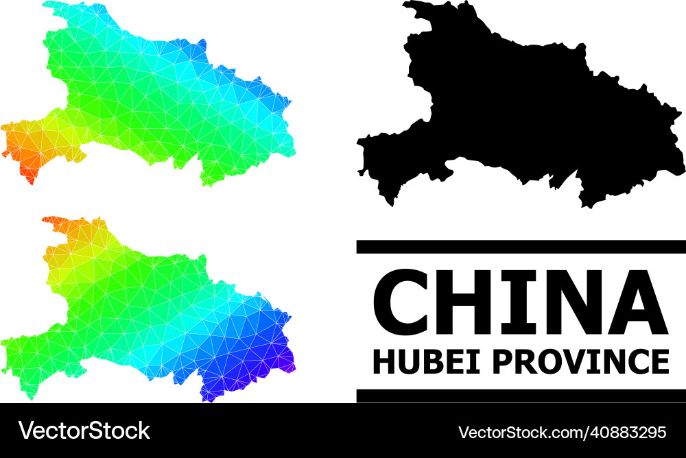 Triangle filled spectral colored map of hubei Triangle filled spectral colored map of hubei vector image