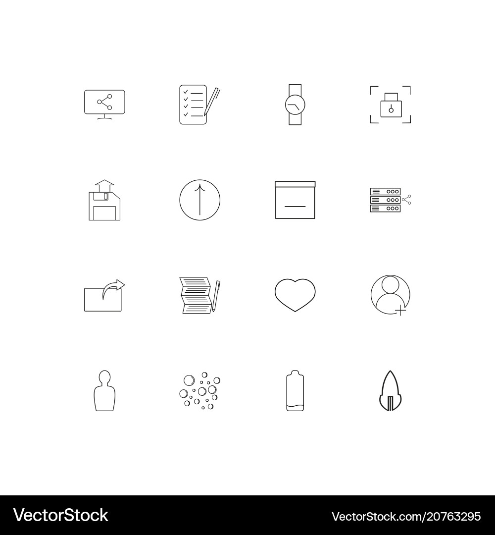 User interface linear thin icons set outlined vector image