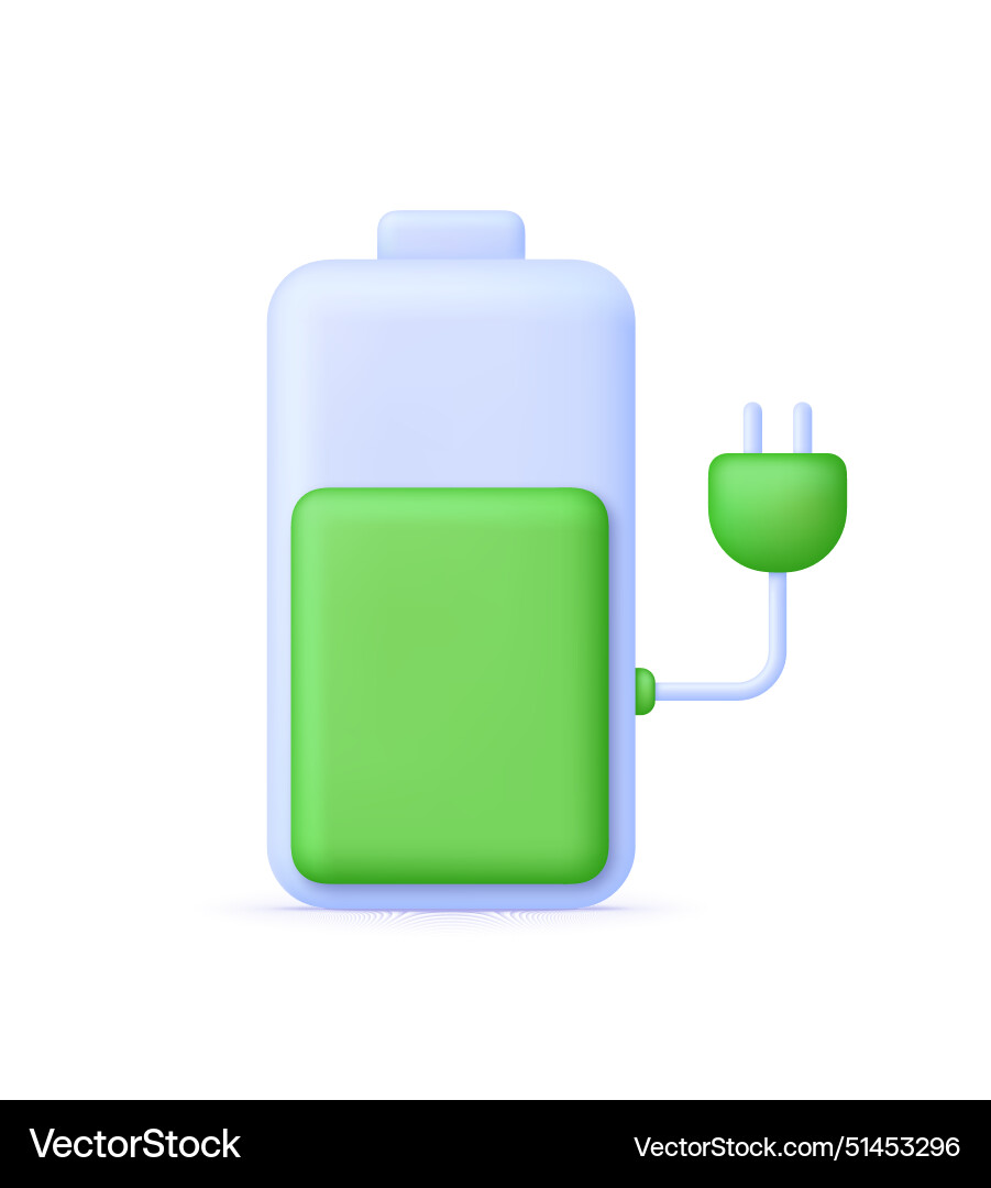 3d battery icon the battery is charging Royalty Free Vector