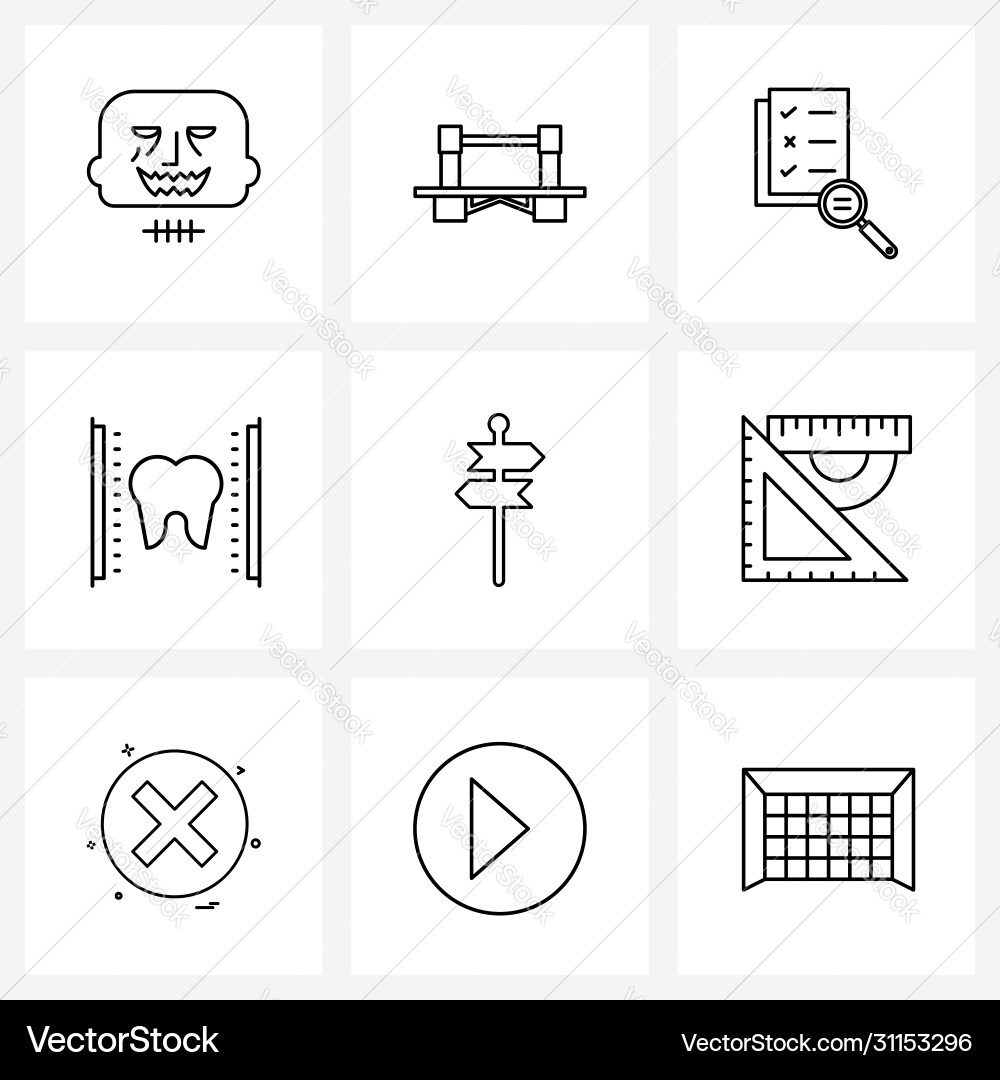 9 universal line icons for web and mobile arrow vector image