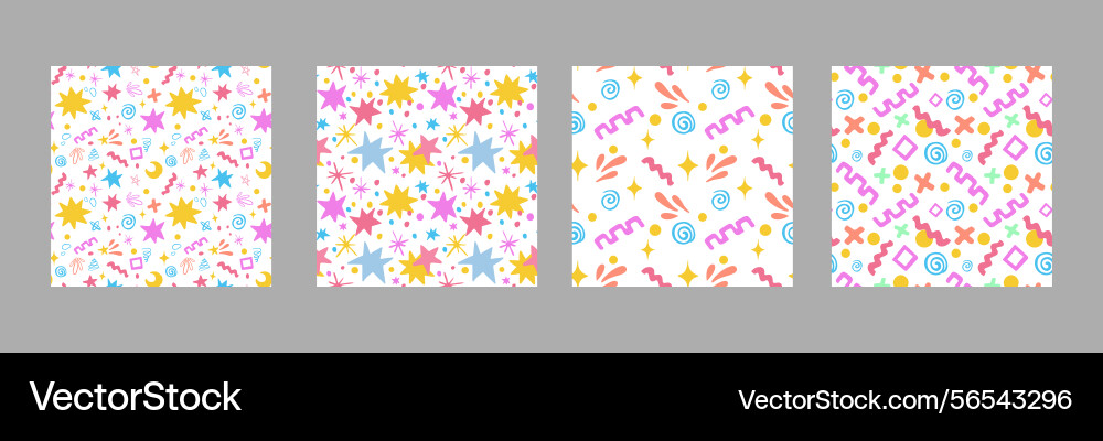 A set of colored doodle patterns with blots Vector Image