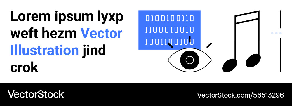 Binary code music notes and eye vector image