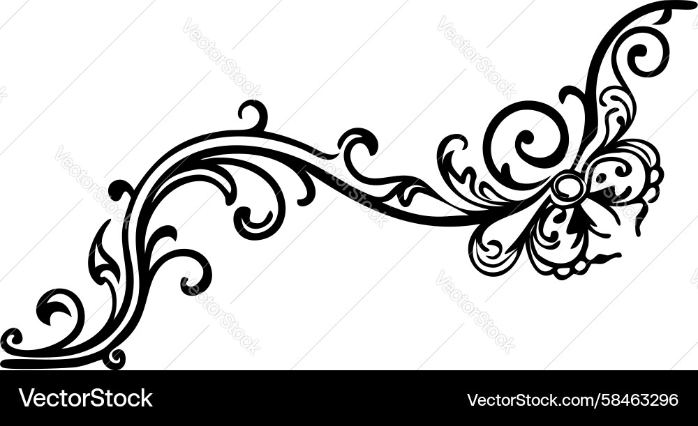Black Scrollwork Corner Element Vector Image