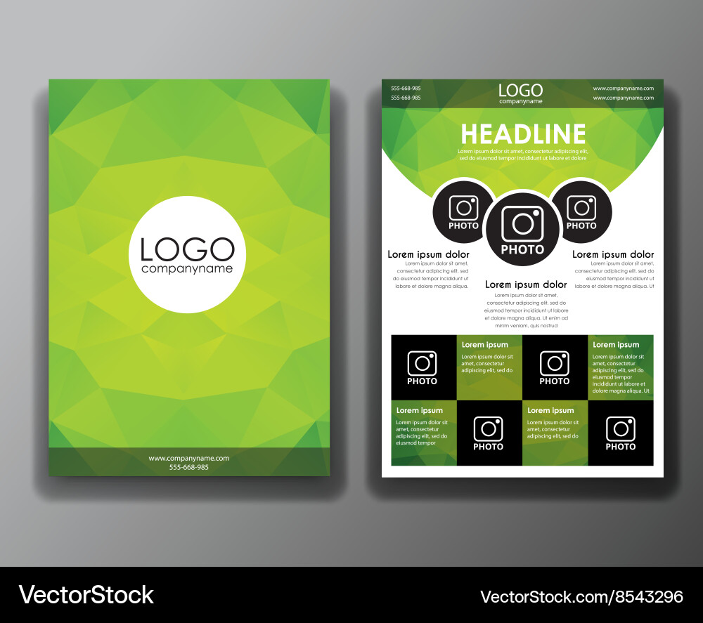 Brochure design with polygonal background Vector Image