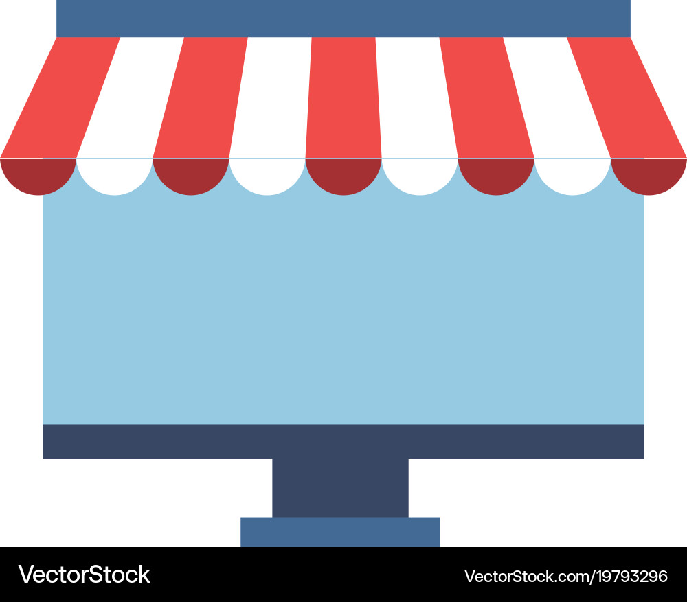 Computer display with parasol Vector Image