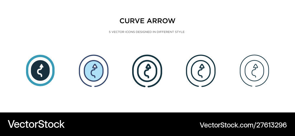 Curve arrow icon in different style two colored Curve arrow icon in different style two colored vector image