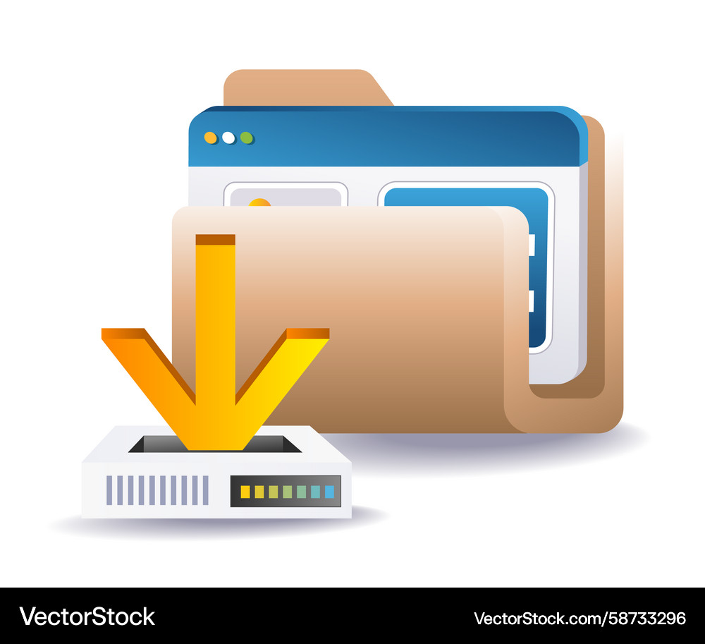 Data Server & Folder Icon Vector Image