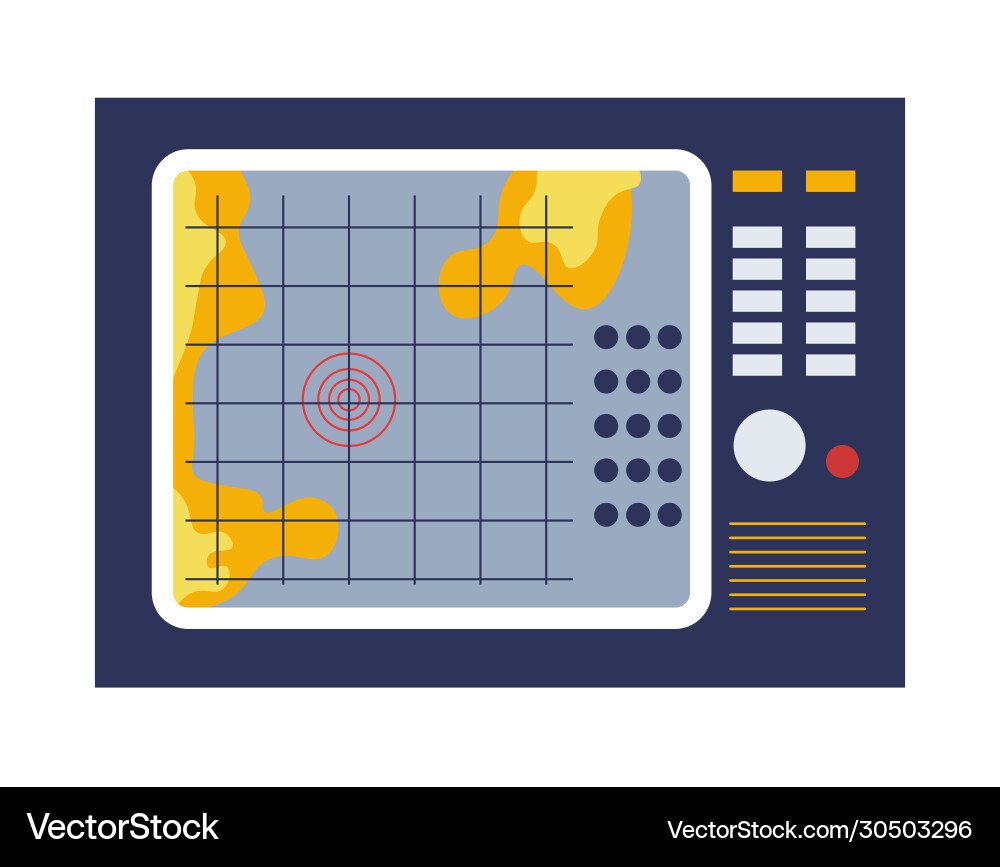Device with screen and map old retro gadget Device with screen and map old retro gadget vector image