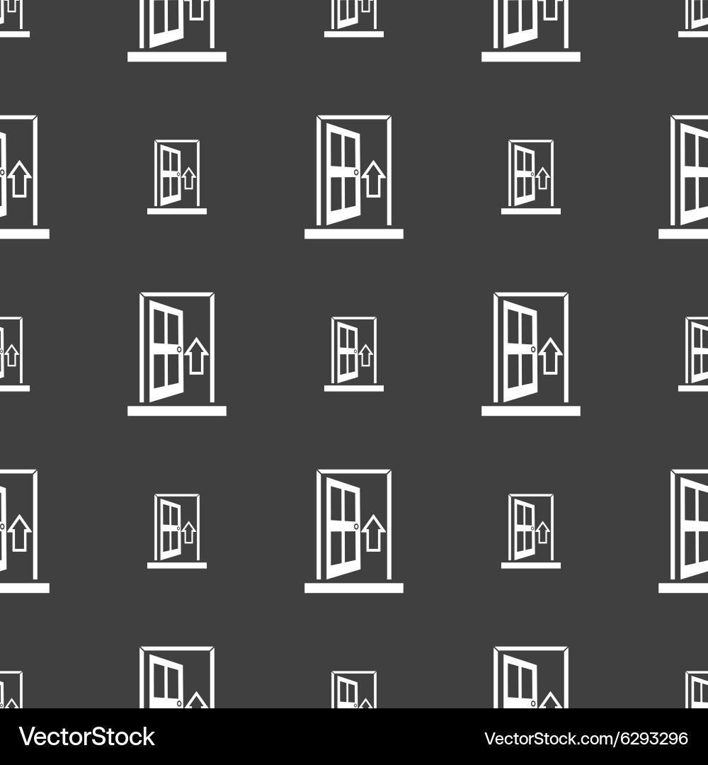 Door enter or exit icon sign seamless pattern Vector Image