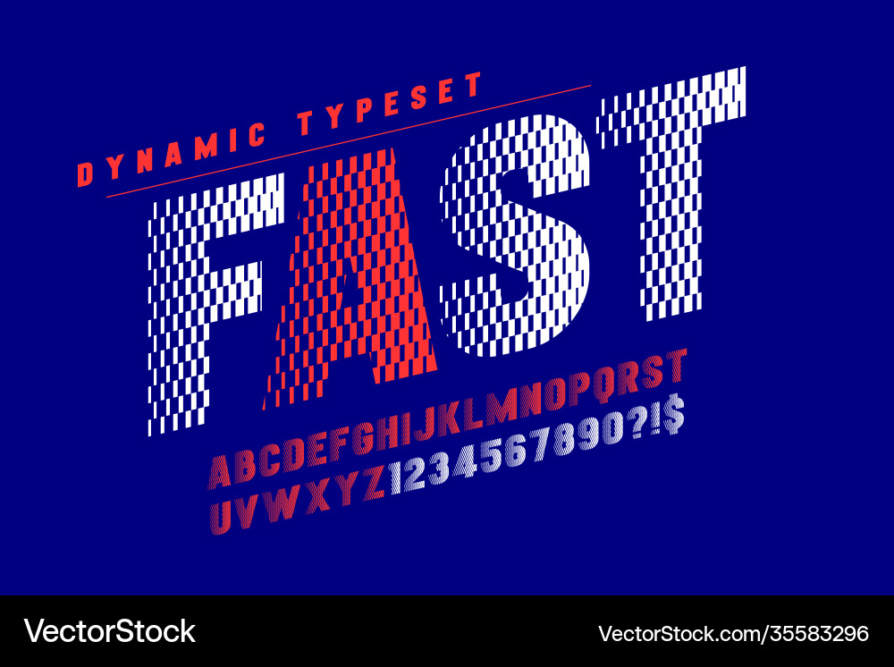 Dynamic alphabet design letters and numbers Dynamic alphabet design letters and numbers vector image