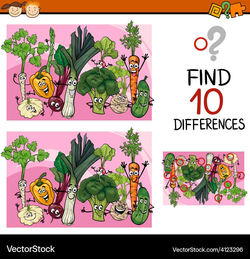Finding differences game cartoon vector image