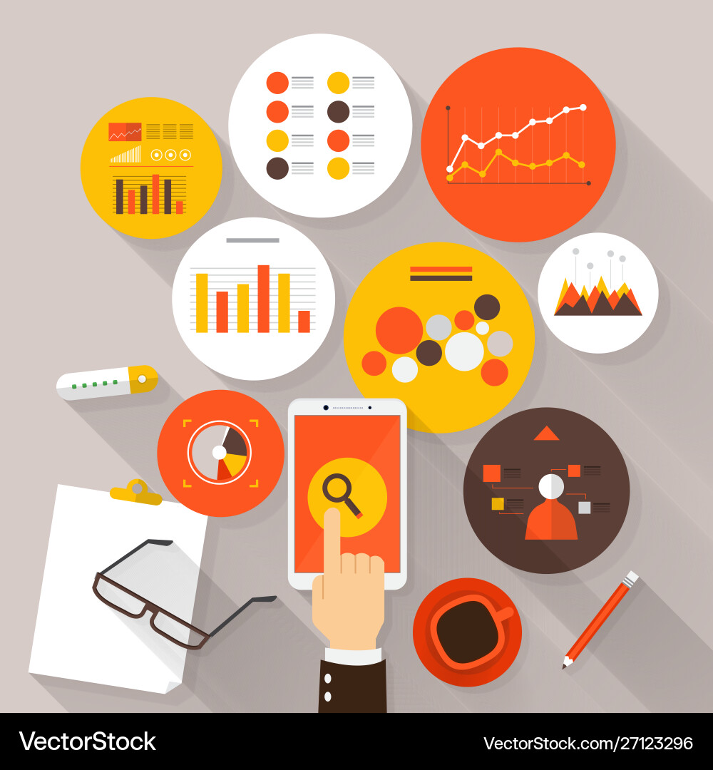 Flat web analytics information and development Flat web analytics information and development vector image