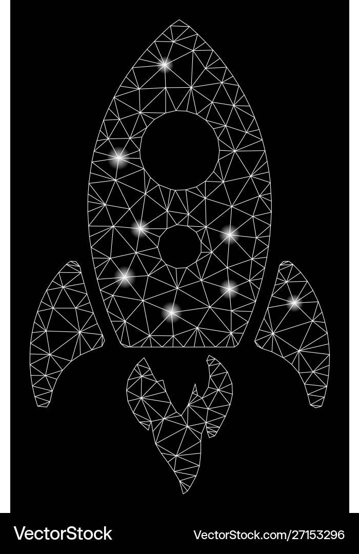 Glossy mesh network startup rocket with flash Glossy mesh network startup rocket with flash vector image