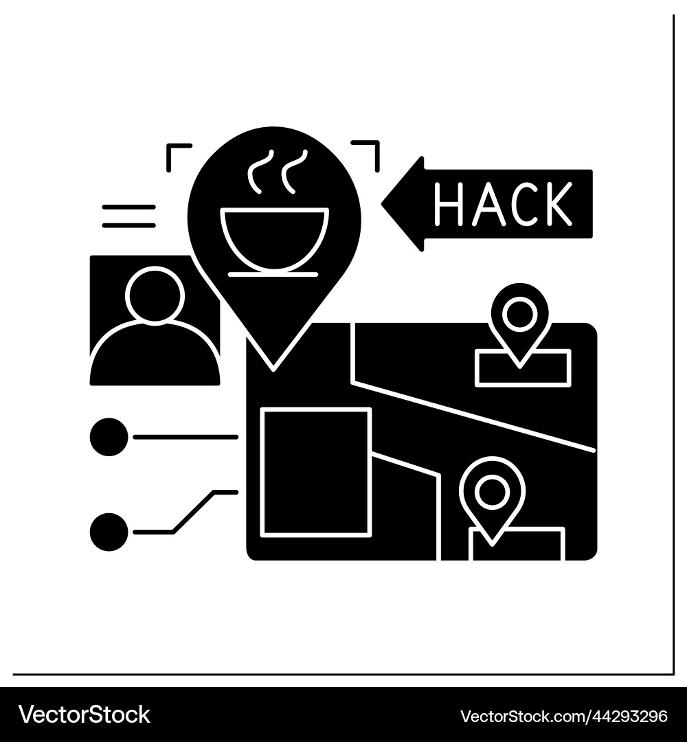 Hacker attack glyph icon Hacker attack glyph icon vector image