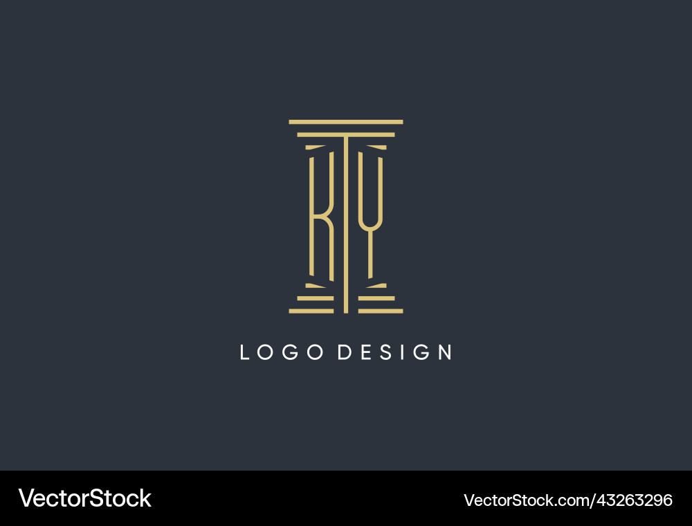 Ky initial monogram with pillar shape logo design Vector Image