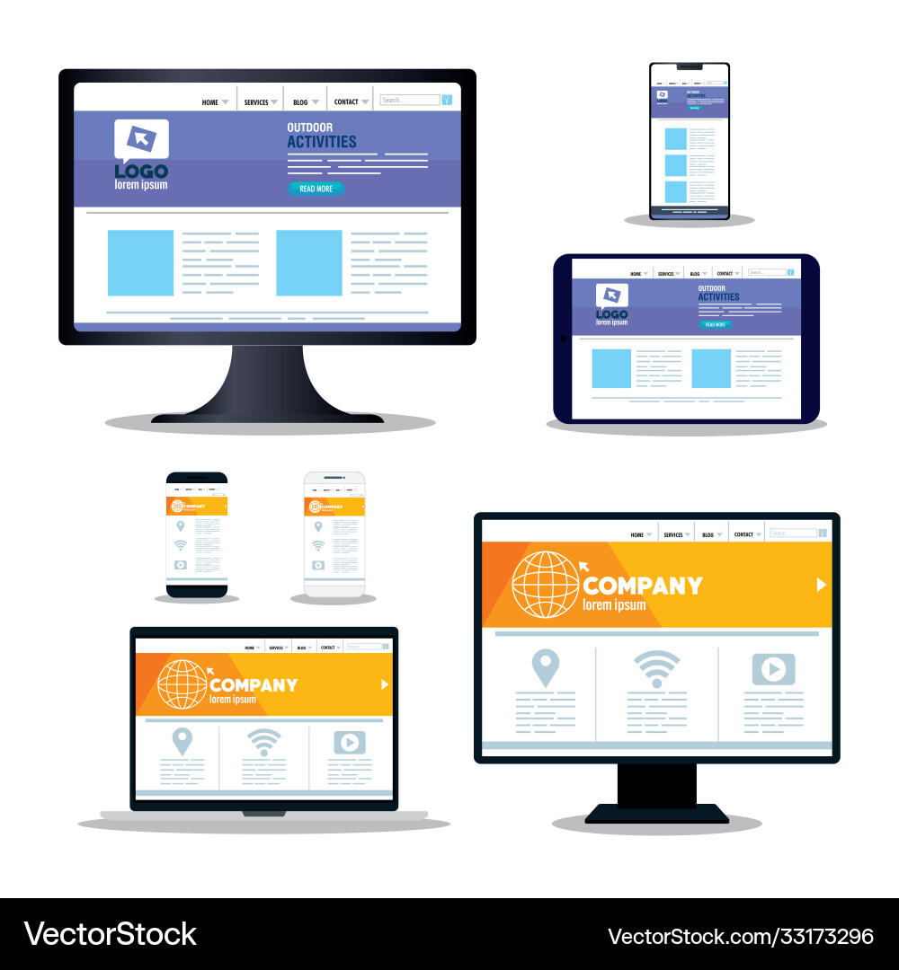 Mockup responsive web concept website development Mockup responsive web concept website development vector image